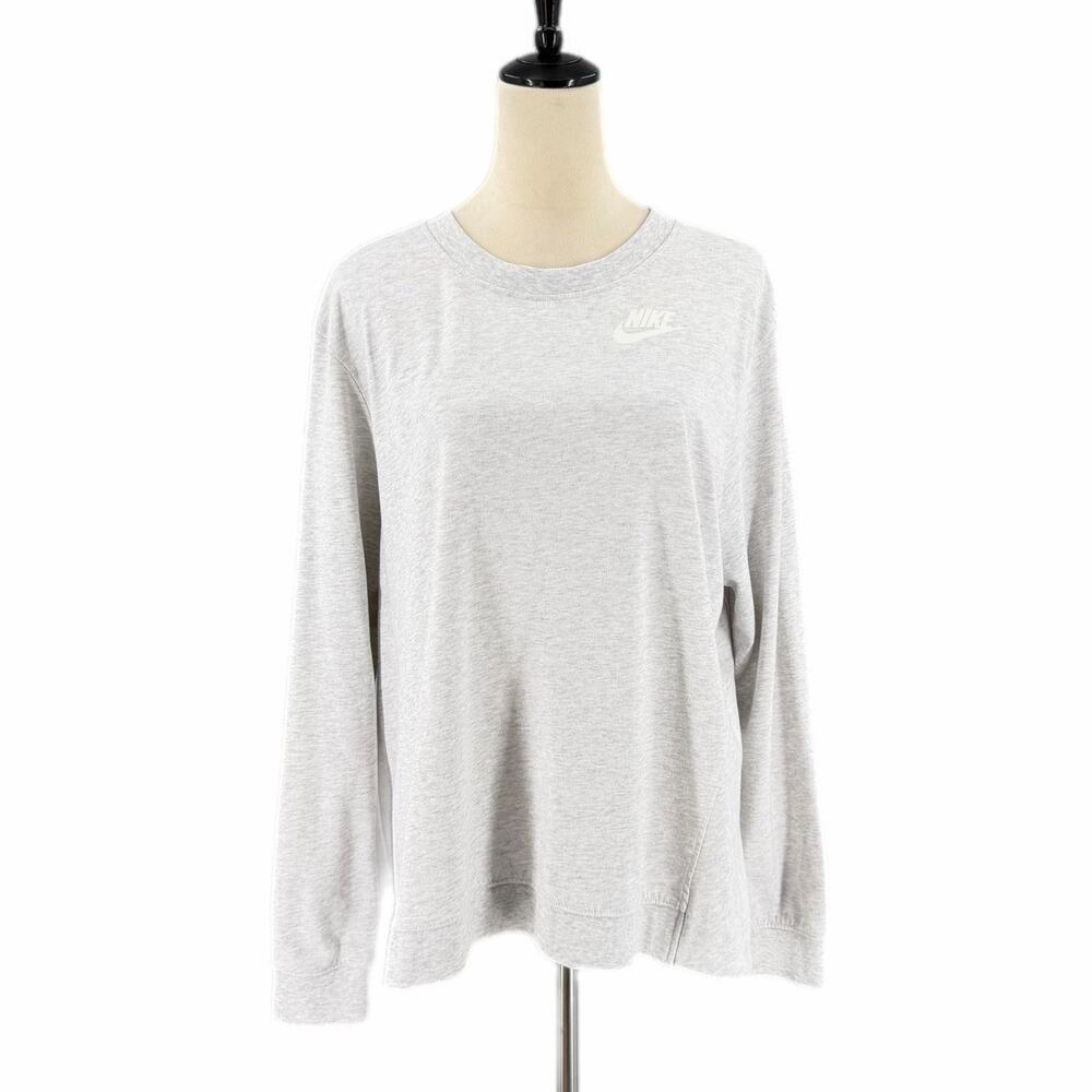 Nike Light Gray Logo Athleisure Lightweight Fall School Simple Sporty Sweatshirt